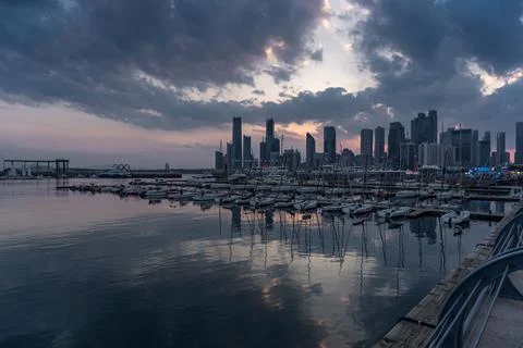 May 4th square during the sunset, Qingdao, China Stock Photos