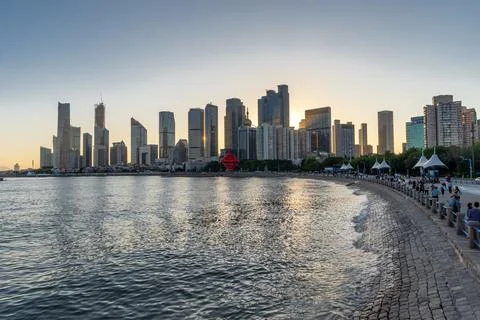 May 4th square at sunset, Qingdao, China Stock Photos