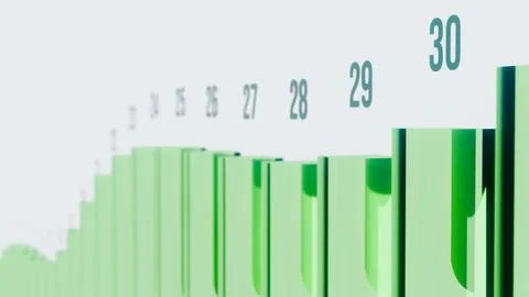 May 5 2026 3D Bar Chart Monthly Financial Growth Business Data Visualization Stock Illustration