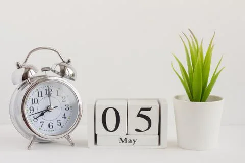 May 5. Day of the last spring month, calendar on a white background. Spring i Stock Photos