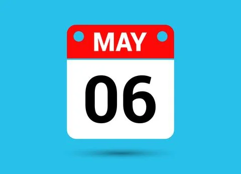 May 6 Calendar Date Flat Icon Day 6 Vector Illustration Stock Illustration