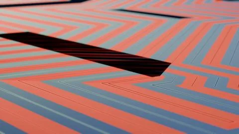 May 7 2026 Abstract Orange and Blue Geometric Circuitry Grid Illustrazione stock