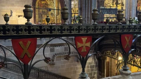 May 7, 2026 - Barcelona, Spain - Interior of Barcelona Cathedral Video stock 325746366