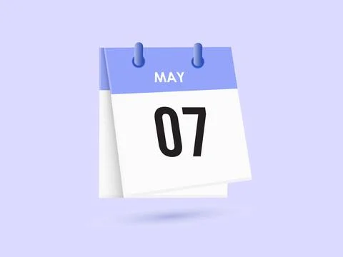 May 7 - calendar and Time planner. Daily Calendar Icon reminder. Vector Ill.. Иллюстрация