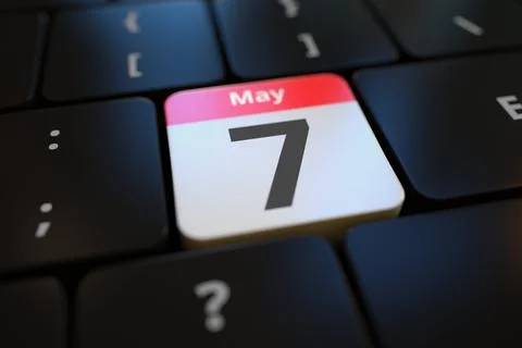 May 7 date on a keyboard key, 3d rendering イラスト素材