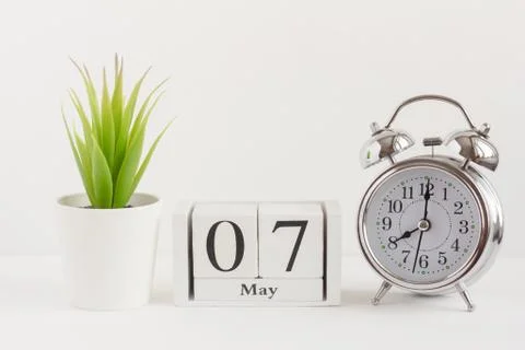 May 7. Day of the last spring month, calendar on a white background. Spring i Stock Photos