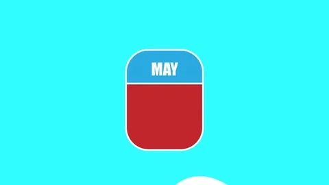 May 8th. Day 8 of month, 2D calendar animation. A calendar sheet is assembled Stock Footage 129500420