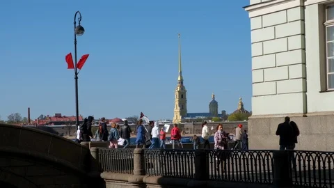 May 9 2019, Russia, St. Petersburg. The historic center of St. Petersburg with a Stock Footage 107807326
