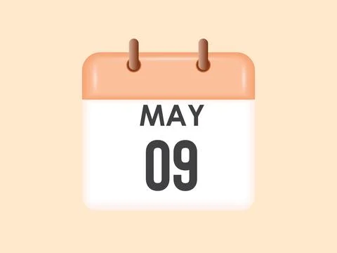 May 9 - calendar and Time planner. Daily Calendar Icon reminder. Vector Ill.. Stock Illustration