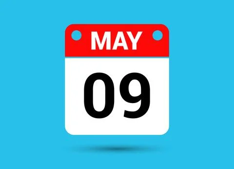 May 9 Calendar Date Flat Icon Day 9 Vector Illustration Stock Illustration