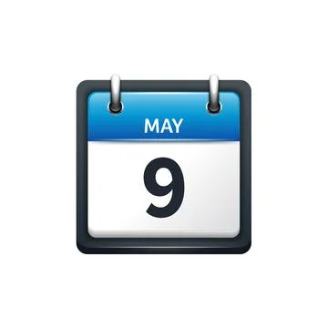May 9. Calendar icon.Vector illustration,flat style.Month and date.Sunday,Monday Stock Illustration