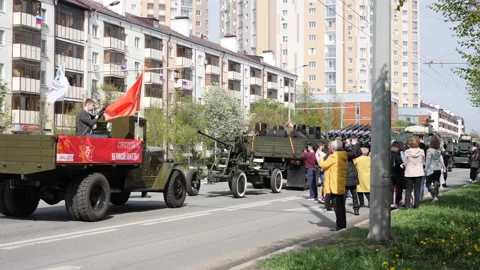 May 9 parade in honor of the victory in the great domestic war in Russia Stock Footage 144560641