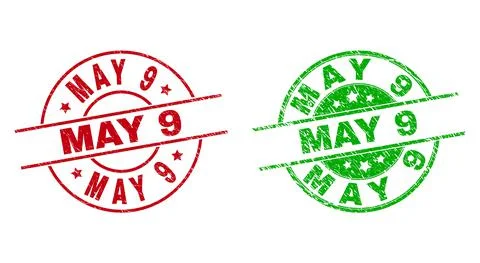 MAY 9 Round Stamps Using Distress Style Stock Illustration
