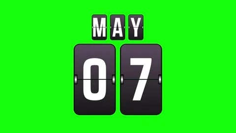 May Calendar Flip Board Animation on Green Screen Video stock 318426151