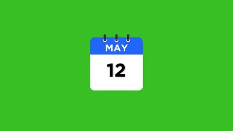 May Calendar Icon, Date counting calendar Animation isolated on Green background Video stock 321412557