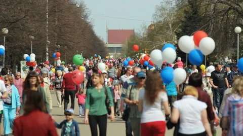 May Day Demonstration. Crowd In The Park. Russia Stock Footage 50239158