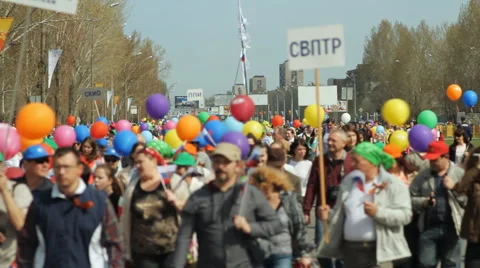 May Day Demonstration. Russia Stock Footage 50237622