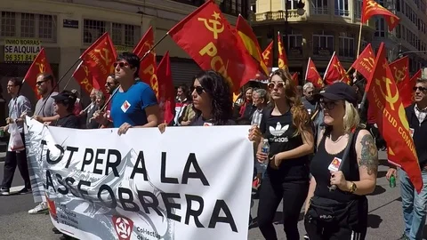 May Day Demonstrators Stock Footage 75206498