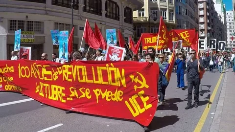 May Day Demonstrators Stock Footage 75206700