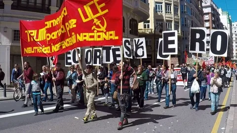 May Day Demonstrators Stock Footage 75206978