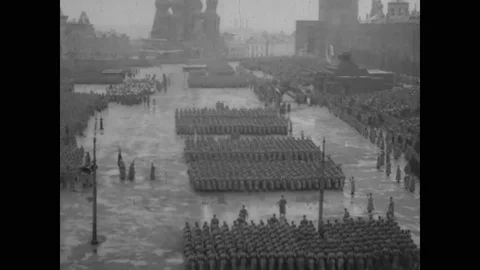 May Day Parade in Red Square at Moscow - 1920 Stock Footage 86741158