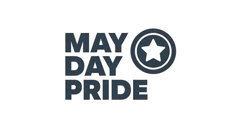 May Day Pride text with star icon celebrating equality and labor. Ilustração Stock