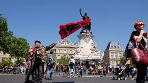 May Day Protest in Paris Stock Footage 91098580