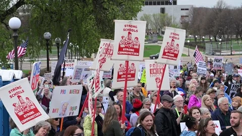 May Day protest for worker and immigrant rights in Minnesota Video stock 308969925