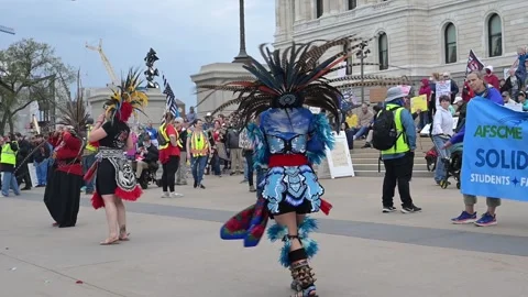May Day protest for worker and immigrant rights in Minnesota Video stock 308969976