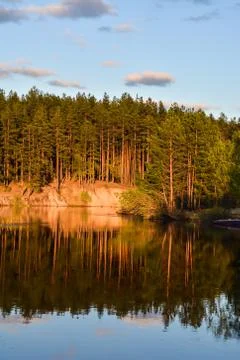 May evening on the forest river. Stock Photos