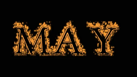 May fire text effect black background Stock Footage 136066269