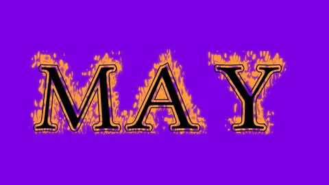 May fire text effect violet background Stock Footage 136066272