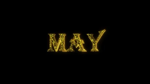 May golden text animation particles shiny gold Stock Footage 296821237