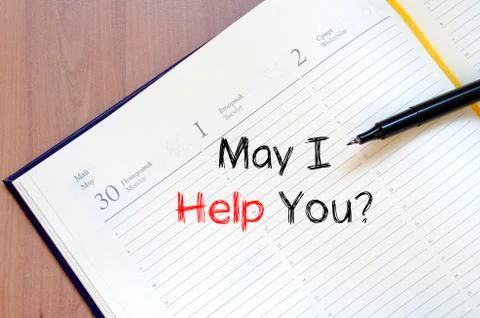 May i help you write on notebook Stock Photos