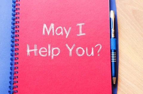 May i help you write on notebook Stock Photos