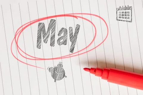 May memo note on paper Stock Photos