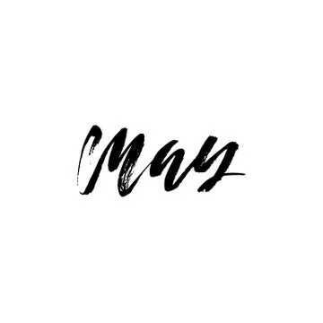 May month. Ink hand drawn lettering. Modern dry brush typography. Grunge vector Stock Illustration