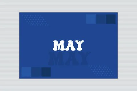 May Month typography on blue background. Illustrazione stock