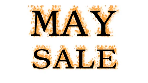 May Sale fire text effect white isolated background Stock Footage 137992636