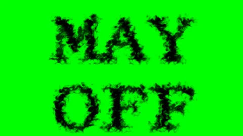 May Off smoke text effect green isolated background Stock Footage 139619983
