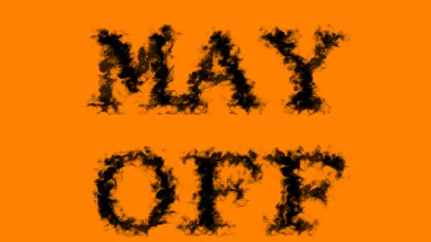 May Off smoke text effect orange isolated background Stock Footage 139619988