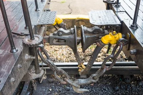 May Smoke train car hook coupler Stock Photos