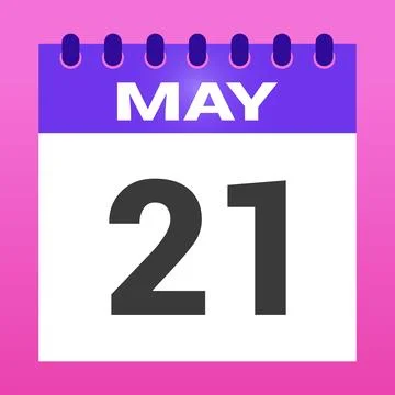 May twenty first date is shown clearly on the calendar over pink background Ilustração Stock