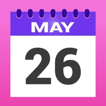May twenty sixth date is illustrated on a calendar with a pink background イラスト素材