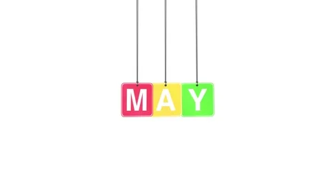 May Word or Text Hang and Bouncing Animation on White Background Stock Footage 302031020