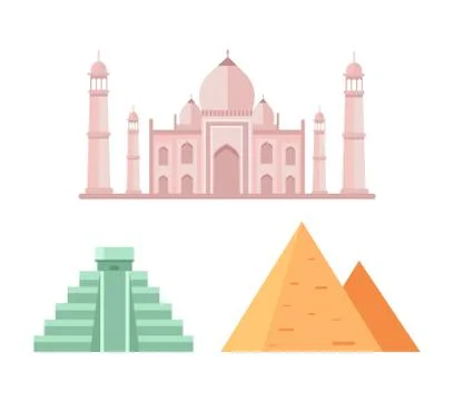Maya and Egyptian Pyramids Vector Illustration Stock Illustration