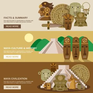 Maya Banner Set Stock Illustration