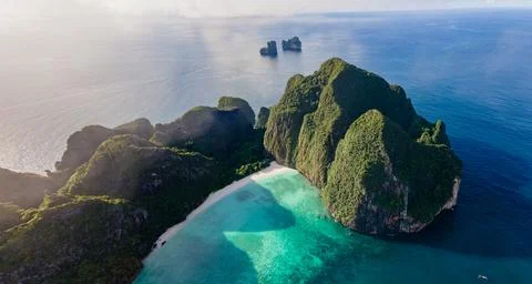 Maya Bay Koh Phi Phi Thailand, Turquoise clear water Thailand Koh Pi Pi,Scenic Stock Photos