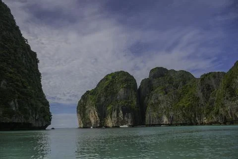 Maya bay with turqoise water in Phi phi islands Krabi Thailand Stock Photos