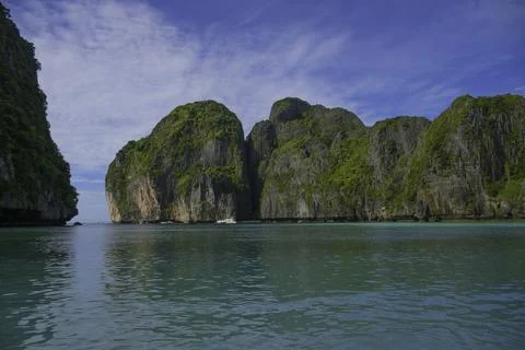 Maya bay with turqoise water in Phi phi islands Krabi Thailand Stock Photos